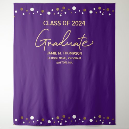 Purple Gold Confetti Class of 2024 graduation Tapestry