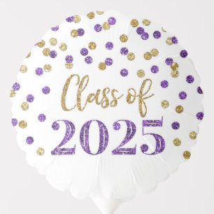 Purple Gold Confetti Class of 2025 Graduation Balloon