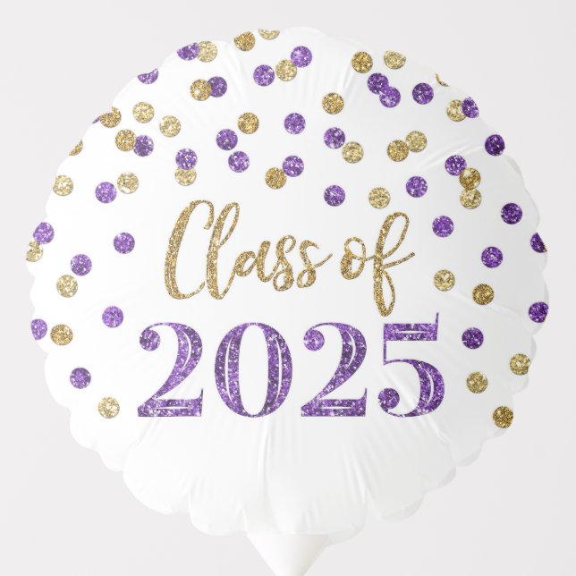 Purple Gold Confetti Class of 2025 Graduation Balloon (Front)