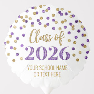Purple Gold Confetti Class of 2026 Graduation Balloon