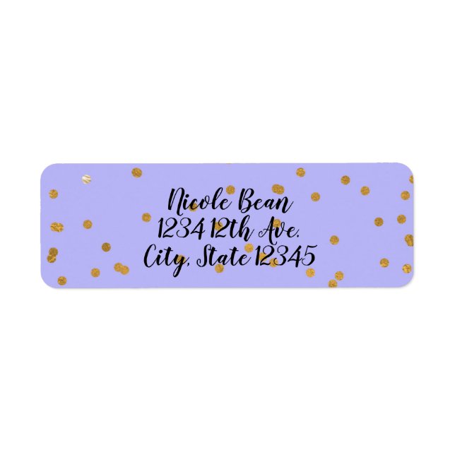 Purple & Gold Confetti Dots Modern Glamour Glam Label (Front)