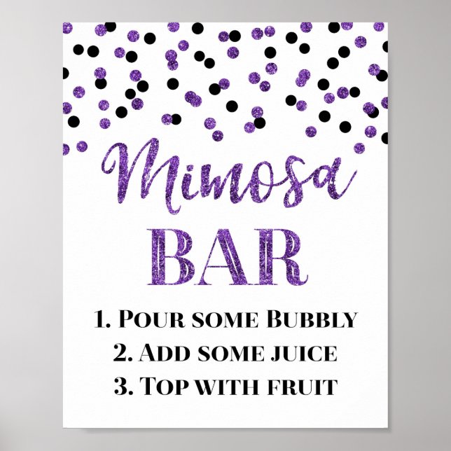 Purple Gold Confetti Mimosa Bar Sign Wedding (Front)