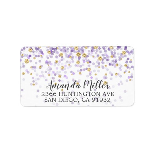 Purple  Gold Confetti Return Address Label