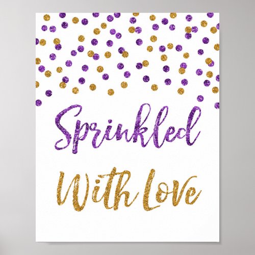 Purple Gold Confetti Sprinkled with Love Sign