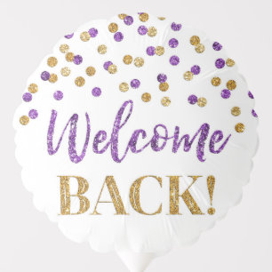 Purple Gold Confetti Welcome Back Balloon