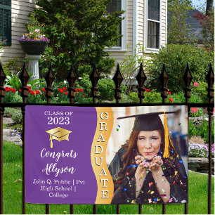 Purple   Gold Congrats Graduate Wave Photo Banner