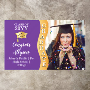 Purple   Gold Congrats Graduate Wave Photo Floor Decals