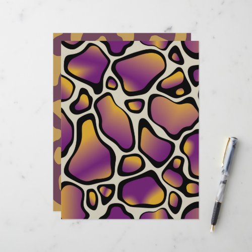 Purple &amp; Gold Cow Print Pattern Scrapbook Paper