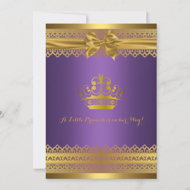 Purple & Gold Crown Baby Shower Invitation (Front)