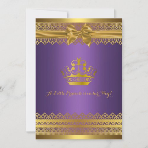 Purple &amp; Gold Crown Baby Shower Invitation