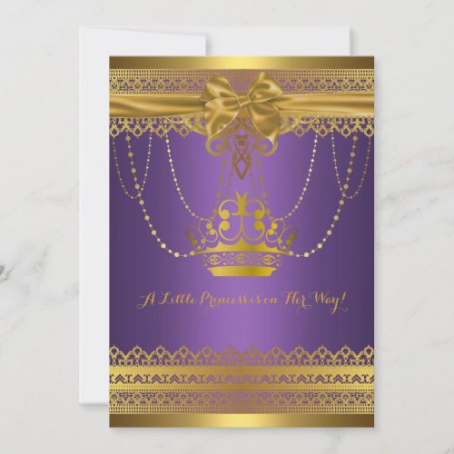 Purple &amp; Gold Crown Baby Shower Invitation
