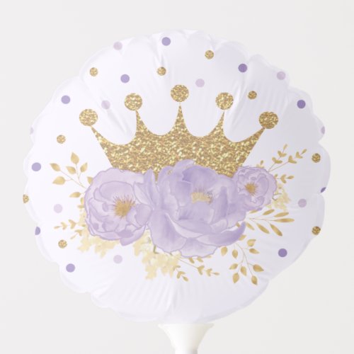 Purple Gold Crown Princess Birthday Party Balloon