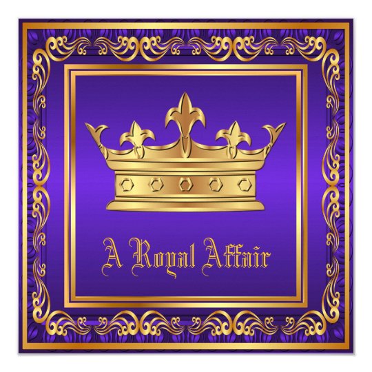 Purple Gold Crown Royal Birthday Corporate Party Card