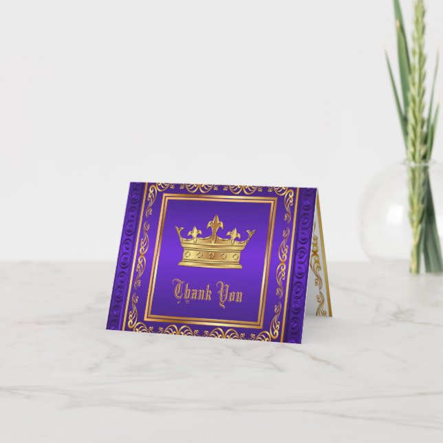 Purple Gold Crown Thank You Card (Front)