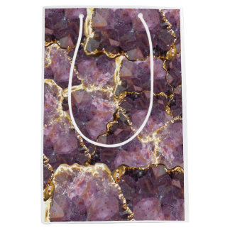 Purple Gold Crystal Collage Gift Bag