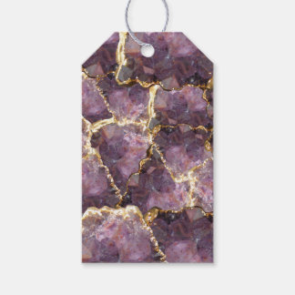 Purple Gold Crystal Collage Gift Tags