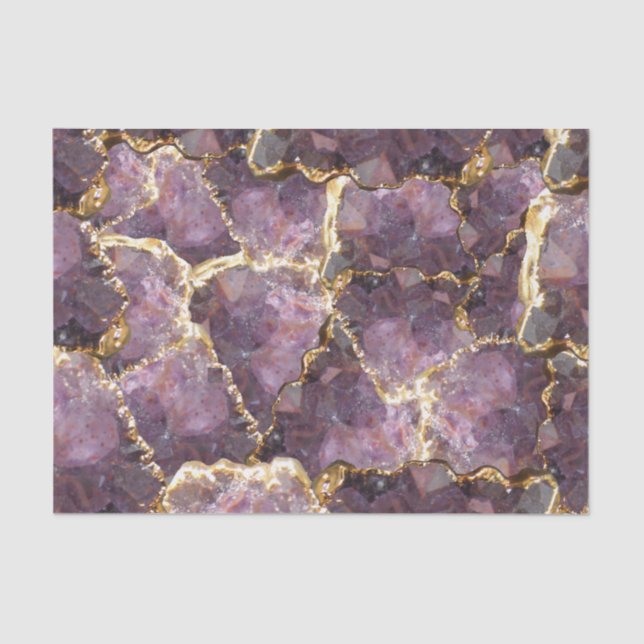 Purple Gold Crystal Collage Tissue Paper (Front)