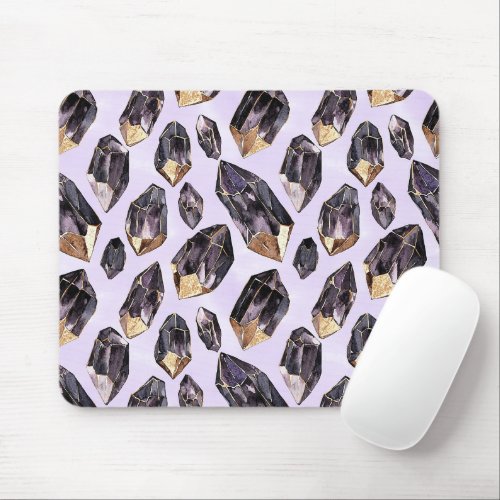 Purple Gold Crystals Mouse Pad