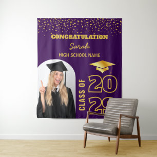 Purple & Gold Custom Graduation Backdrop & Photo