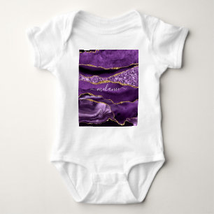 Purple Gold Custom Name Baby Bodysuit