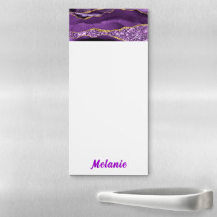 Purple Gold Custom Name Magnetic Notepad