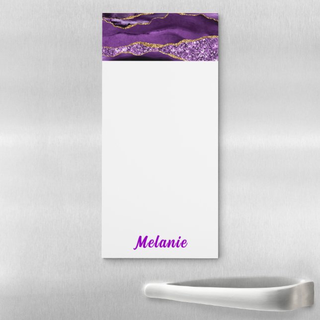 Purple Gold Custom Name Magnetic Notepad (In Situ)