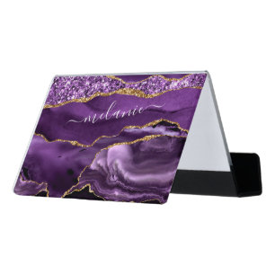 Purple Gold Custom Your Name Business Card Holder