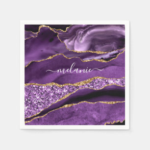 Purple Gold Custom Your Name Napkins Personalized