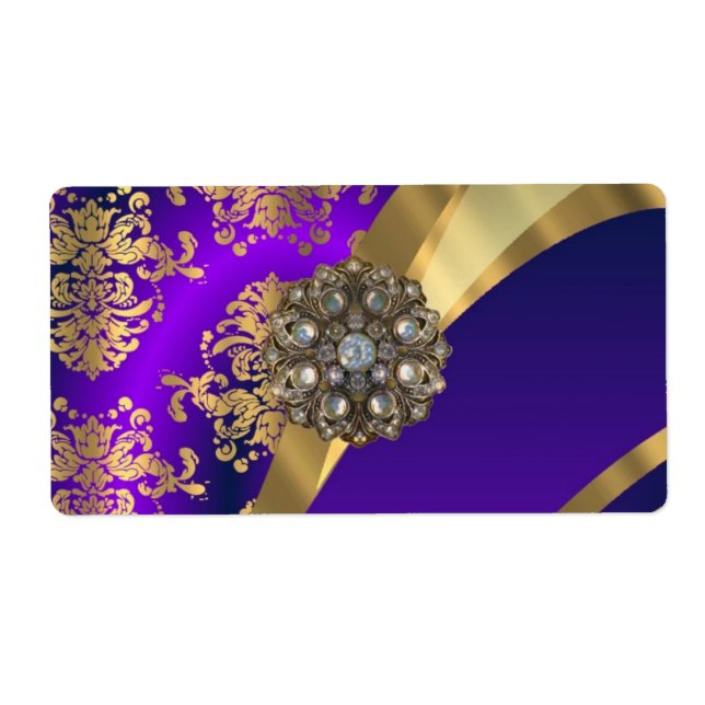 Purple & gold damask label (Front)