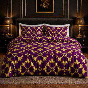 💜 Purple Gold Damask Luxury Bedroom Decor Duvet Cover