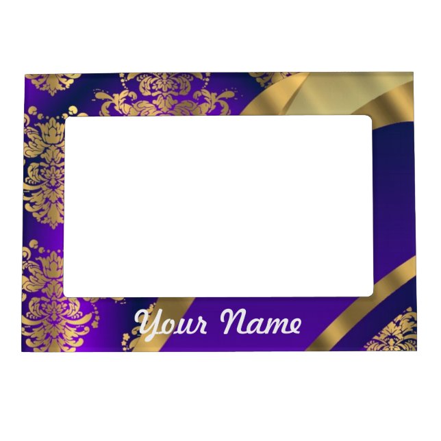 Purple & gold damask magnetic picture frame (Front)