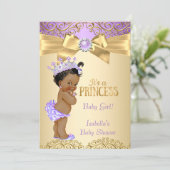Purple Gold Damask Princess Baby Shower Ethnic Invitation (Standing Front)