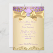 Purple Gold Damask Princess Baby Shower Ethnic Invitation (Back)