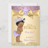 Purple Gold Damask Princess Baby Shower Ethnic Invitation (Front)