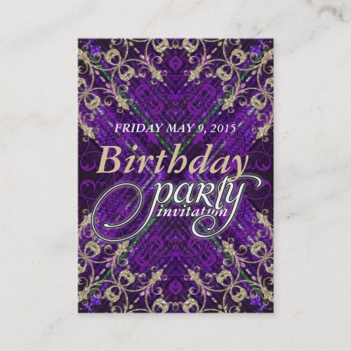 Purple Gold Deco Birthday Party Invitation Cards