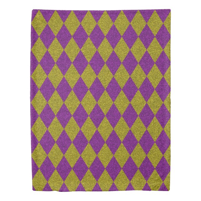 Purple & Gold Diamond Glitter Duvet Cover (Front)