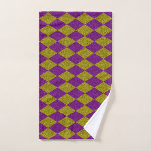 Purple & Gold Diamond Glitter Hand Towel