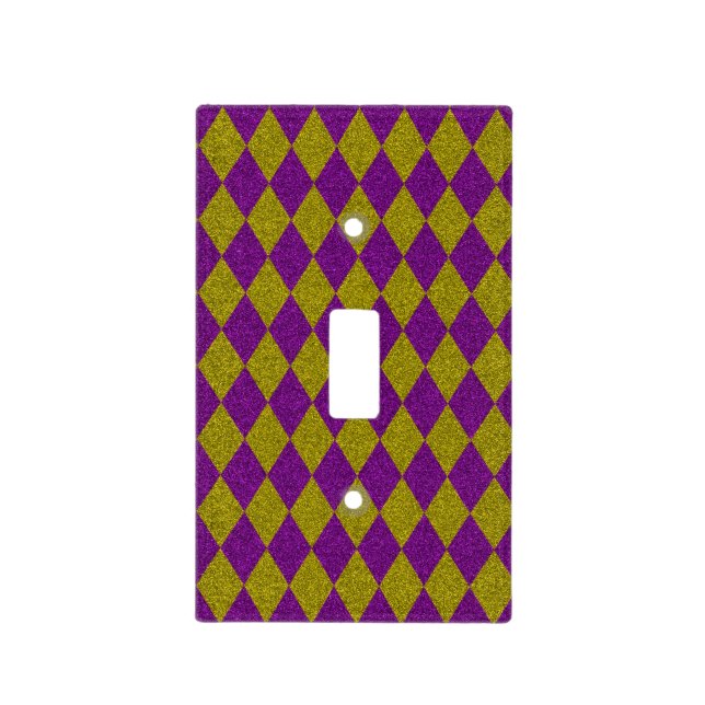 Purple & Gold Diamond Glitter Light Switch Cover (Front)