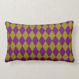 Purple & Gold Diamond Glitter Lumbar Pillow
