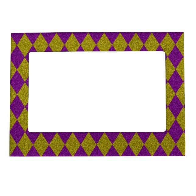 Purple & Gold Diamond Glitter Magnetic Frame (Front)