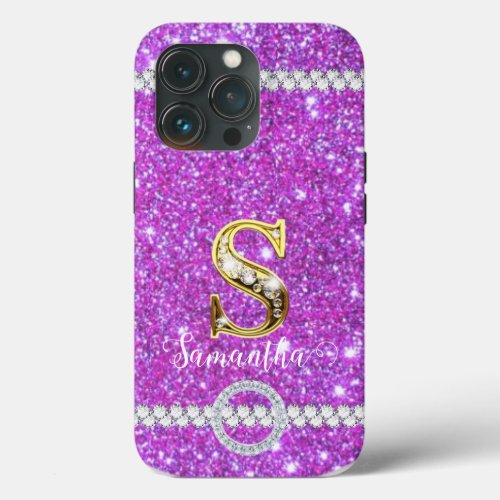 Purple Gold Diamond S Monogram I Phone Case_Mate i iPhone 13 Pro Case