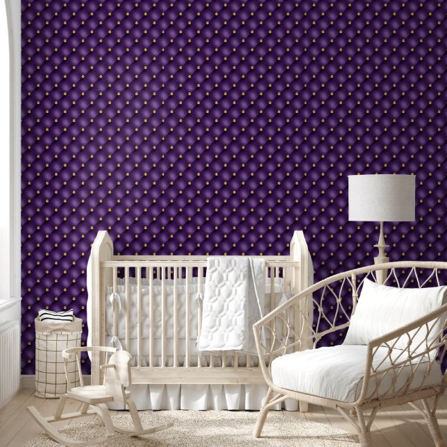 Purple Gold Diamond Tufted Wallpaper (Kids)