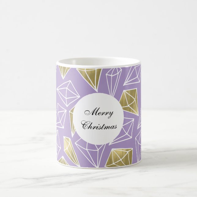 Purple Gold Diamonds Christmas Coffee Mug (Center)