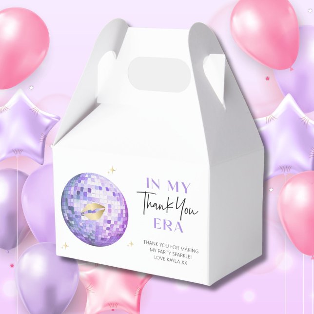 Purple Gold Disco Ball My Birthday Era Thank You Favor Boxes (Creator Uploaded)