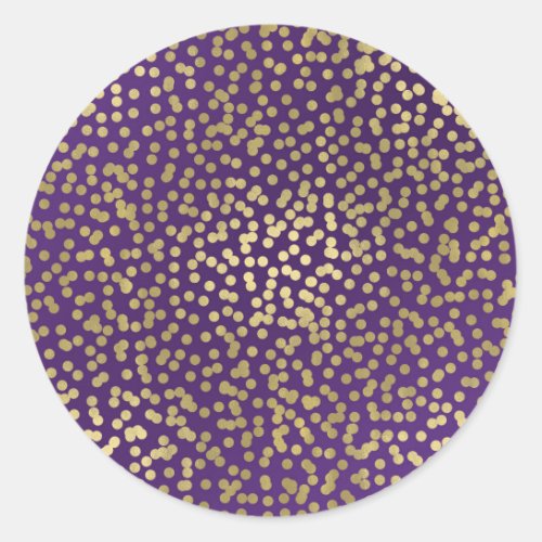 Purple Gold Dots Confetti Elegant Chic Glam Party Classic Round Sticker