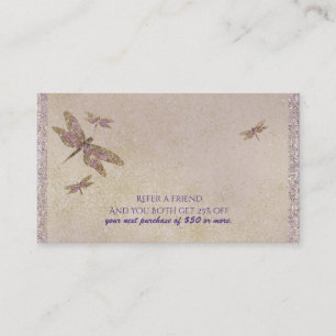 Purple & Gold Dragonflies Dragonfly Refer a Friend Referral Card