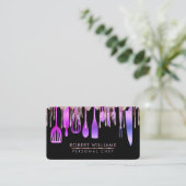 Purple Gold Drip Chef Kitchen Tools Glitter Faux  Business Card (Standing Front)