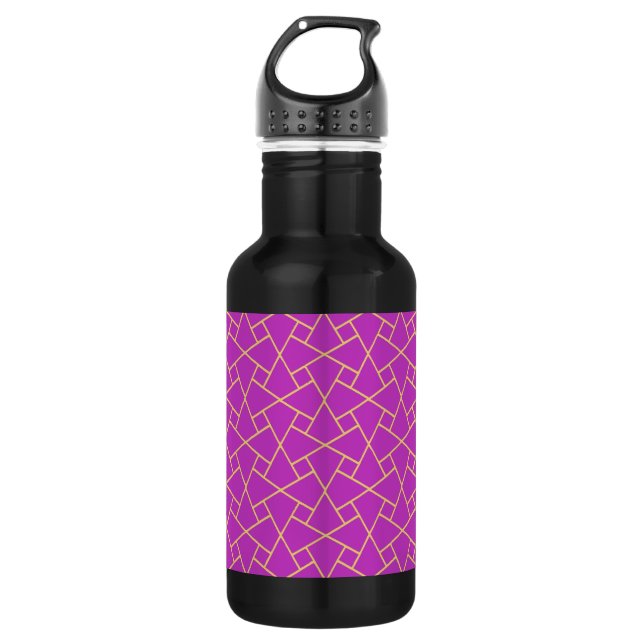 Purple Gold-effect Islamic Pattern Water Bottle (Front)