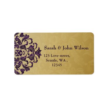 purple gold elegance return address label