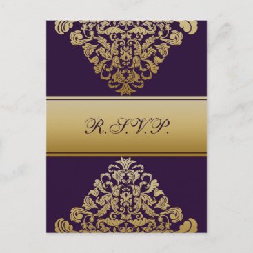 purple gold elegance RSVP cards